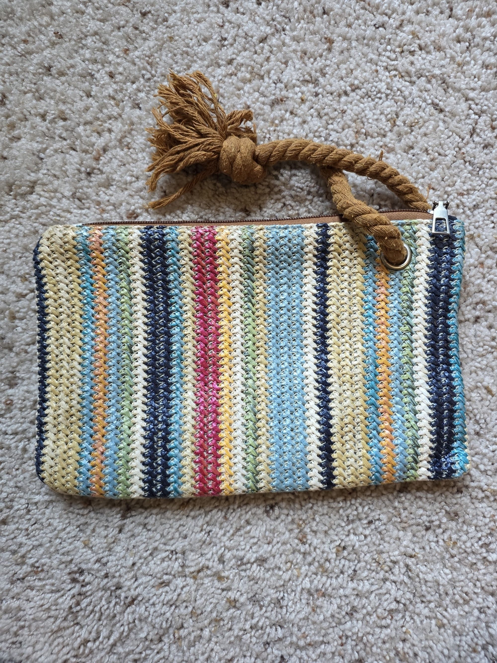 Woven Multicolor Stripe Wristlet Clutch - No Brand